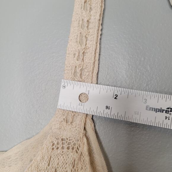 Free People crochet tank top women's size S beige embellished boho Maya festival - Picture 8 of 11